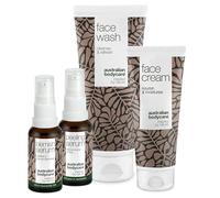 Réduisez les problèmes de pigmentation sur le visage avec un ensemble de 4 pièces composé d'un nettoyant pour le visage, d'un sérum de niacinamide, d'un sérum peeling et d'une crème pour le visage