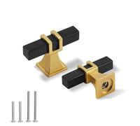 Redunest Lot de 20 poignées d'armoire carrées noires et dorées en forme de T pour tiroir, armoire, placard, trou unique en acier inoxydable