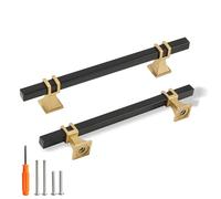 Redunest Lot de 20 poignées d'armoire noir mat et doré de 12,7 cm, poignées de tiroir de cuisine, d'armoire, poignées de tiroir, centres de trou de 128 mm