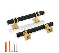 Redunest Lot de 20 poignées d'armoire noires mates et dorées de 7,6 cm pour porte de cuisine, placard, tiroir, barre de quincaillerie d'armoire, centres de trous de 76 mm