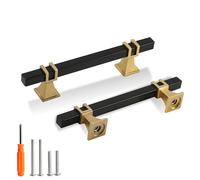 Redunest Lot de 20 poignées d'armoire noires mates et dorées de 9,5 cm - Poignées de tiroir de cuisine, d'armoire, de tiroir, centres de trous de 96 mm