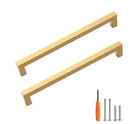 Redunest Lot de 40 poignées d'armoire carrées dorées en acier inoxydable de 25,4 cm pour porte de cuisine, placard, tiroir, centres de trou de 256 mm