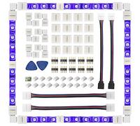 Reeatel Connecteur de bande LED 4 broches 10 mm sans soudure RVB pour 5050 SMD - Connecteurs sans espace, connecteurs en forme de L