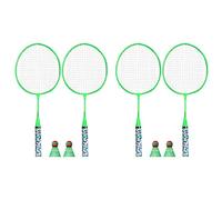 Reeatel Lot de 4 raquettes de badminton pour enfants, volants et 4 balles pour joueurs d'intérieur et d'extérieur Vert