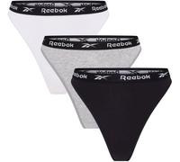 Reebok 3 Pack Womens Thong Lotty Blck/Whit/Gry 14 (L) Female