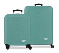 Reebok Boston Set de Bagages Vert Turquoise 46x65x25 cm Rigide ABS Serrure à Combinaison Intégrée 56L 6.6 kg 4 Doubles Roues Bagage à Main