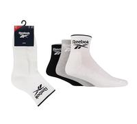 Reebok Chaussettes Basses Unisexes - Confortables, Coton Respirant, Pour Marche, Sport Fitness, Usage Quotidien, Lavables, Coupe Basse, Lot de 3 Paires, Taille 43-45, Blanc/Grise/Noir
