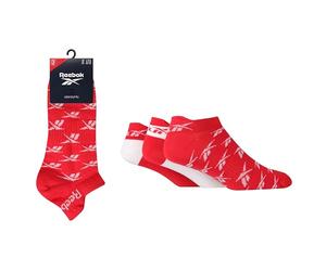 Reebok Chaussettes Basses Unisexes - Confortables, Coton Respirant, Pour Marche, Sport Fitness, Usage Quotidien, Lavables, Coupe Basse, Lot de 3 Paires, Taille 37/39, Rouge Combo