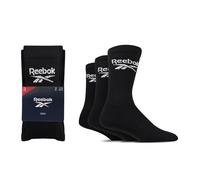 Reebok Chaussettes Hautes Unisexes Core Crew - Confortables Soutien de Voûte Plantaire Coton Respirant, Pour Marche Sport Quotidien Yoga Fitness Lavables, Lot de 3 Paires, Taille 43-45, Noir