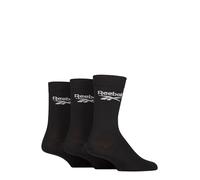 Reebok Chaussettes Hautes Unisexes Core Crew - Confortables Soutien de Voûte Plantaire Coton Respirant, Pour Marche Sport Quotidien Yoga Fitness Lavables, Lot de 3 Paires, Taille 37/39, Noir
