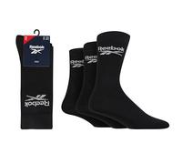 Reebok Chaussettes Hautes Unisexes Core Crew - Confortables Soutien de Voûte Plantaire Coton Respirant, Pour Marche Sport Quotidien Yoga Fitness Lavables, Lot de 3 Paires, Taille 43-45, Noir