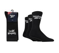 Reebok Chaussettes Hautes Unisexes Core Crew - Confortables Soutien de Voûte Plantaire Coton Respirant, Pour Marche Sport Quotidien Yoga Fitness Lavables, Lot de 3 Paires, Taille 40-42, Noir