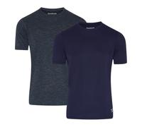 Reebok Clancy Performance Lot de 2 t-Shirts ajustés pour Homme Évacuation de l'humidité et Poids léger, Gris Anthracite chiné/Bleu Marine, XL
