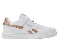 Reebok Court Advance Elastic & Top Strap Sneaker, White/White/ROSGOL, 28 EU