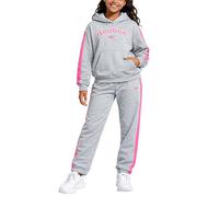 Reebok Ensemble de jogging pour fille - Ensemble de survêtement assorti 2 pièces avec pull à capuche et jogging athlétique pour filles, Gris clair pâle, 10
