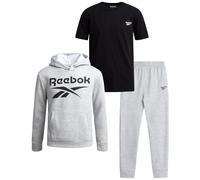 Reebok Ensemble de survêtement 3 pièces pour garçons - Pull athlétique à capuche et t-shirt pour garçons (8-14), Gris clair pâle, 8