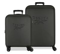 Reebok Franklin Valise Cabine, Set valises, fabriquée en ABS, Un matériau résistant et léger, Fermeture TSA, Quatre Roues Doubles à Rotation multidirectionnelle, par Joumma Bags, Noir, Set valises