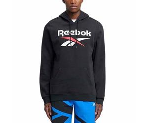 Reebok Identity BIG Logo Fleece Hoodie Sweatshirt, Black/White/Vector Red, M Men's