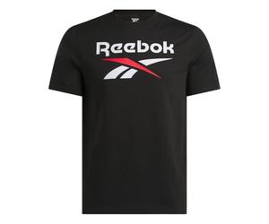 Reebok Identity BIG Logo Tee T-Shirt, Black/White/Vector Red, XL Men's