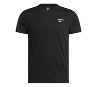 Reebok Identity Small Logo Tee T-Shirt, Black/White/Vector Red, XS Men's