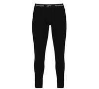 Reebok Long Johns, Couche de Base en Coton Extensible, sous-vêtements Thermiques avec Ceinture de Marque Johny Stretch pour Homme, Noir