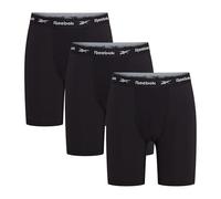 Reebok Lot de 3 caleçons de sport respirants pour homme avec taille élastique de marque - Noir, blanc, gris chiné, Noir, M