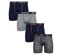 Reebok Lot de 4 caleçons boxeurs de sport pour homme Bleu marine/gris/imprimé Medium