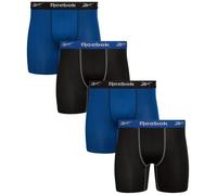 Reebok Lot de 4 caleçons boxeurs de sport pour homme, Noir/bleu, Medium