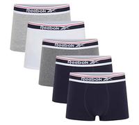 Reebok Lot de 5 Boxers Jay pour Homme, Bleu Marine/Gris foncé chiné/Blanc/Gris chiné, M-L
