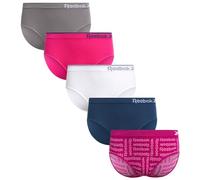 Reebok Lot de 5 sous-vêtements hipster respirants et extensibles sans couture pour filles (tailles : 6 à 16), Blanc/bleu marine/gris/imprimé/rose, 6-7