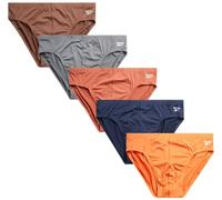 Reebok Lot de 5 slips pour homme - Séchage rapide - Doux et extensible - Taille basse - Sous-vêtements de sport pour homme, Bleu/orange/gris, Large