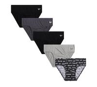Reebok Lot de 5 slips taille basse pour homme en coton doux avec pochette de maintien pour le contour - Ajustement parfait pour un usage quotidien, Noir/gris foncé/gris chiné/imprimé/noir, Large