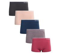 Reebok Lot de 5 sous-vêtements Extensibles sans Couture pour Femme, Entrejambe de 10,2 cm avec Taille sans étiquette, Renard/Gant/Figue Lotus/Denim/Perle noircie, Medium