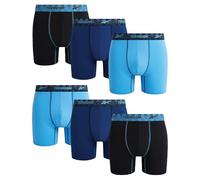 Reebok Lot de 6 caleçons boxeurs extensibles anti-humidité pour homme avec pochette de contour et couture d'entrejambe de 15,2 cm (taille M, bleu/bleu azur/noir