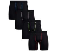 Reebok Men's 4 Pack Performance Boxer Briefs with Comfort Pouch (Black/Black/Black/Black, X-Large)'