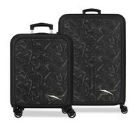 Reebok Roswell Set de Valises Noir 46x65x25 cm Rigide ABS Serrure à Combinaison Intégrée 56L 6.6 kg 4 Doubles Roues Bagage à Main