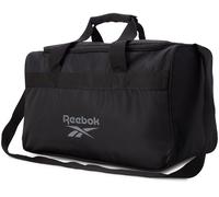 Reebok Sac de sport compact classique - Sac de sport léger pour voyage, plage, entraînement, Noir avec logo gris, One Size