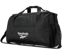 Reebok Sac de sport compact classique - Sac de sport léger pour voyage, plage, entraînement, Noir avec logo blanc, One Size