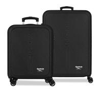 Reebok Stockton Set de Valises Noir 46x65x25 cm Rigide ABS Serrure à Combinaison Intégrée 93L 6.6 kg 4 Doubles Roues Bagage à Main par Joumma Bags