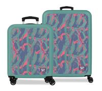 Reebok Tacoma Set de Valises Vert Turquoise 46x65x25 cm Rigide ABS Serrure à Combinaison Intégrée 56L 6.6 kg 4 Doubles Roues Bagage à Main