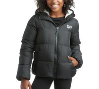 Reebok Veste d'hiver pour fille - Manteau parka matelassé épais doublé en polaire - Veste de ski pour filles (36-44), noir/blanc, 14-16