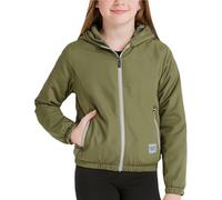 Reebok Veste pour fille - Manteau coupe-vent doublé en polaire résistant aux intempéries - Capuche de protection contre les tempêtes - Veste légère pour filles de 7 à 16 ans, sauge, 14-16