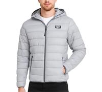 Reebok Veste pour homme - Manteau matelassé léger à capuche - Veste d'hiver chaude et isolante pour homme (S à 4X), gris, Small