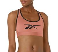 Reebok Women's Standard Lux Racerback Sports Bra, Medium Support, Canyon Coral/Large Vector Logo, 4X Plus
