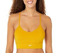 Reebok Women's Standard Tri-Back Sports Bra, Light Support, Bright Ochre/Small White Logo, 30B, 32A, 32B