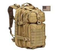 Reebow Gear tactique militaire Sac à dos Petite Assault Lot armée Molle Bug Out Sac à dos, Khaki w/Flag Patch (kaki) - 4333511024