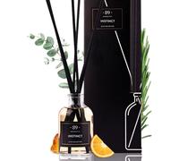 Reed Room Diffuser With 6 Fragrance Sticks-Premium Orange,Petitgrain,Eucalyptus Essential Oil Scent,Air Freshener For Bathroom,Apartment,