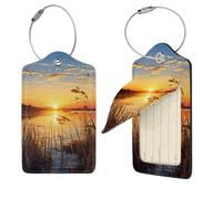 Reeds by The River Étiquette de bagage approuvée par la TSA, étiquettes d'identification en cuir pour valise, étiquette d'identification de confidentialité avec boucle en acier inoxydable et carte