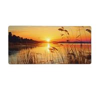 Reeds by The River Sous-main de bureau 40,6 x 90,2 cm, grand tapis de souris de jeu XXL étendu avec bords cousus, antidérapant, tapis de clavier d'ordinateur de bureau imperméable