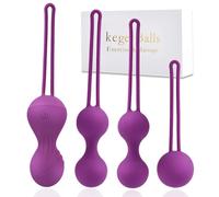 Rééducateur du Périnée pour Femme avec Télécommande - Kit de 4 Boules de Kegel en Silicone Doux, Fonction Vibrante, Niveaux Progressifs pour Contrôle de la Vessie & Exercices du Plancher Pelvien Post-